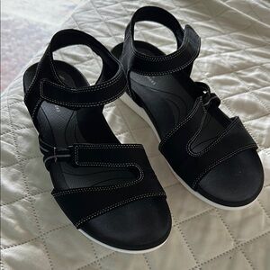 Clarks Cloudsteppers Black Washable Sandals Size 10